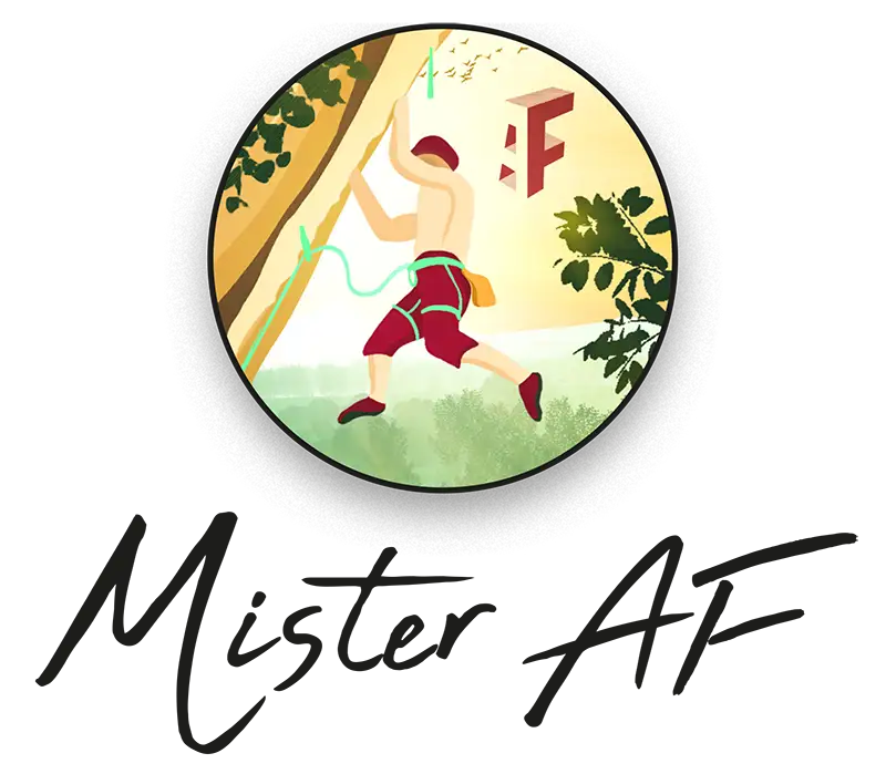 Logo de Mister AF, artiste et grimpeur au style Retro Vintage