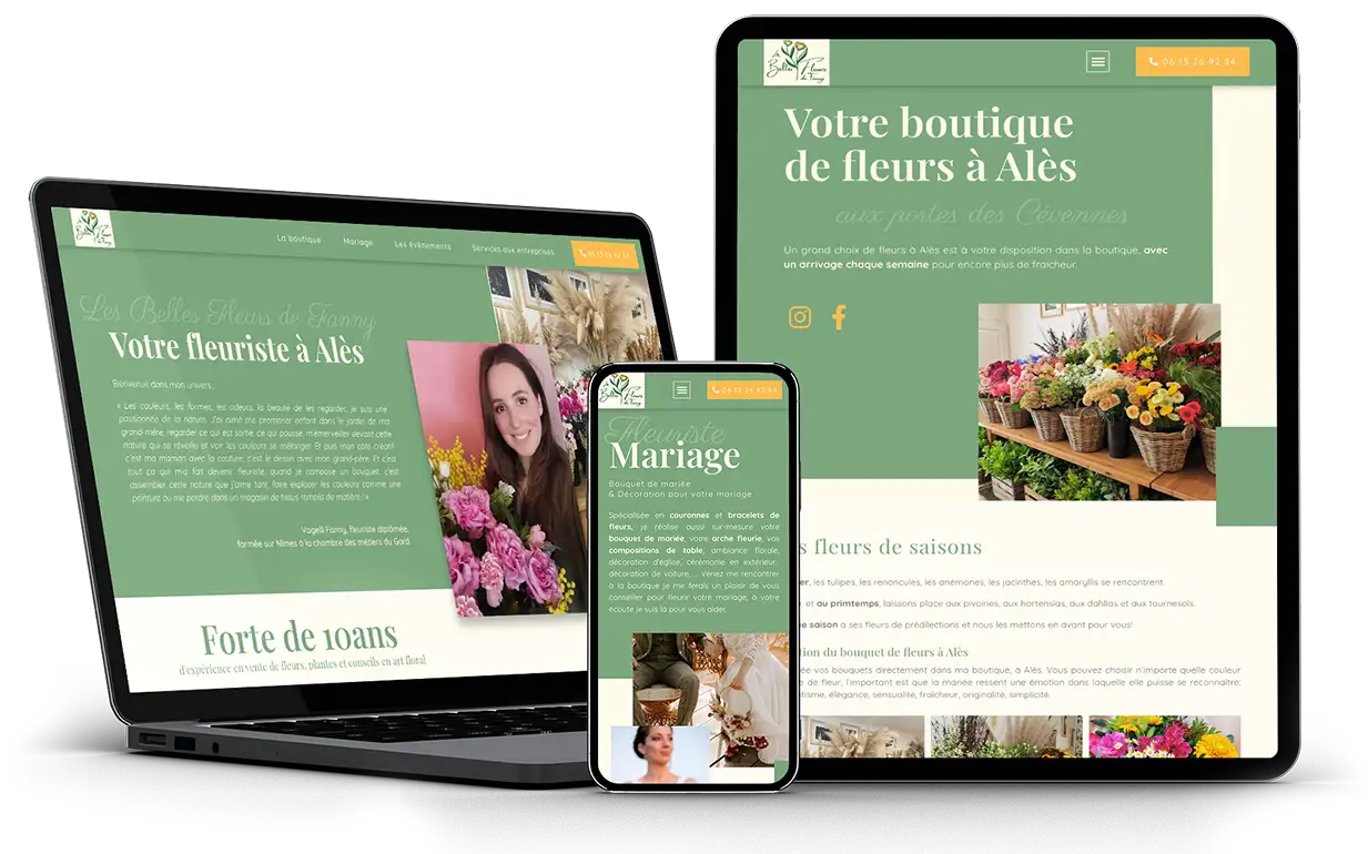 Création d'un site web vitrine, pour une boutique de fleurs à Alès